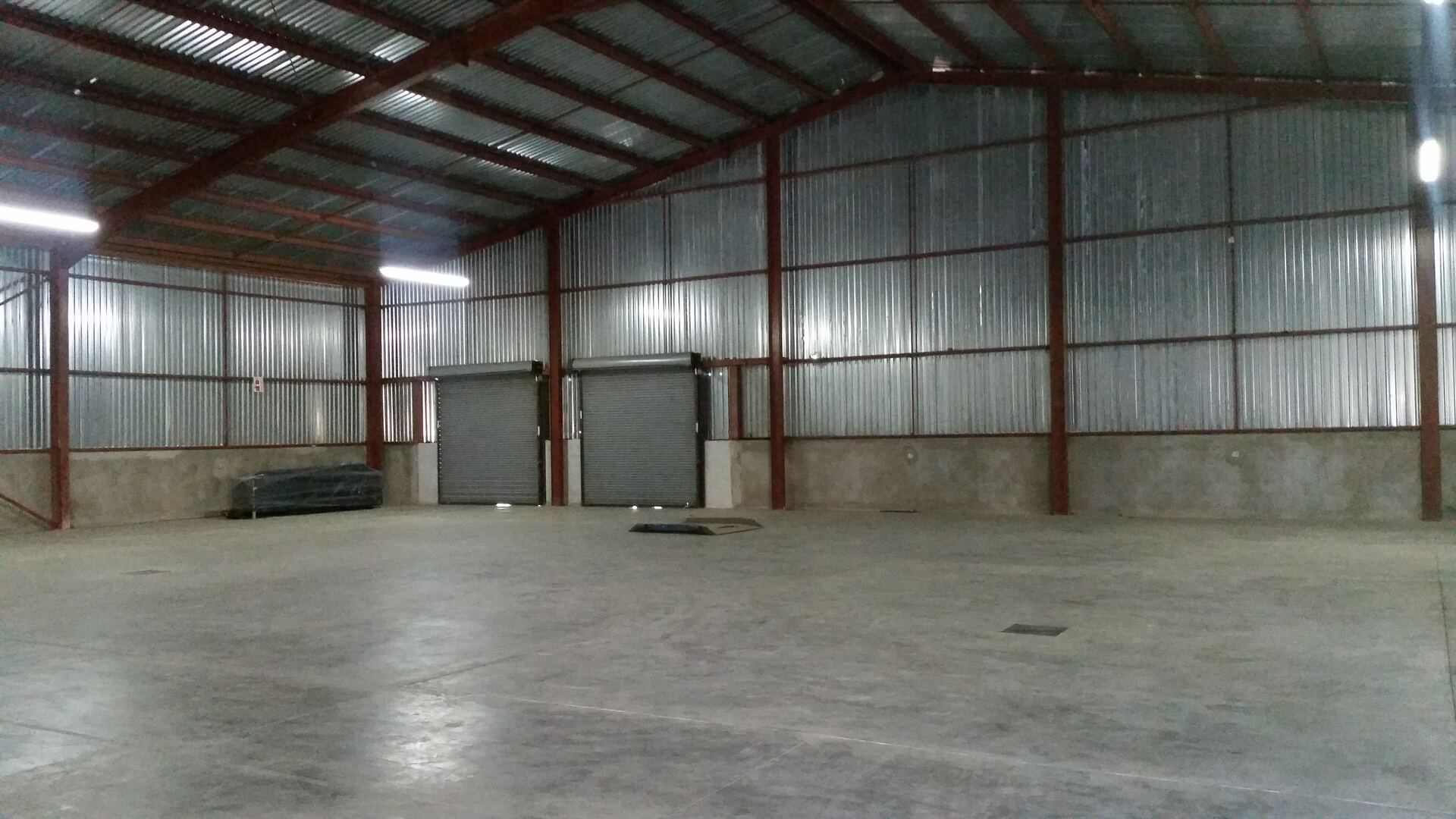 Warehouse interior with loading dock doors